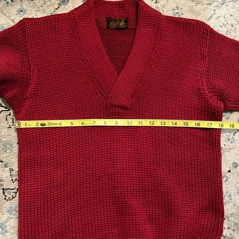 Vintage Thos. E Wilson & Co. Red V-Neck Heavy Sweater - Picture 5 of 16